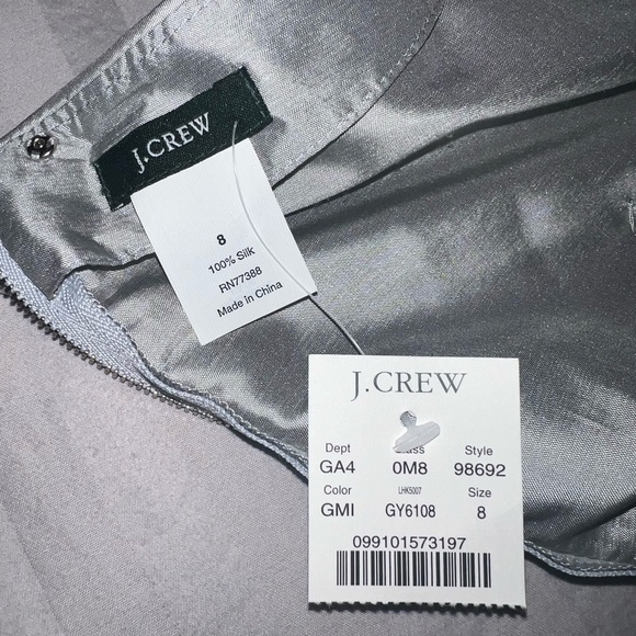J. Crew Silver Silk Tunic Dress Size 8 NWT - Picture 7 of 12